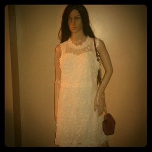 Ivory lace applique mid Length dress